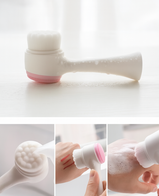 3D dual silicon facial cleanser brush